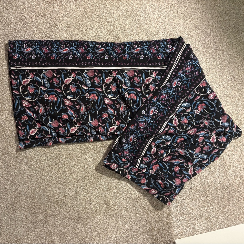 Roz & Ali Black Pants with Pink and Blue Floral Design